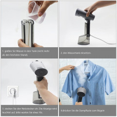 GelldG GelldG Dampfburste Dampfglatter, 1500W Steamer Reisebugeleisen Handheld Garment Steamer  Паровая щетка GelldG Steam Smoother, отпариватель мощностью 1500 Вт, портативный утюг для путешествий, отпариватель для одежды