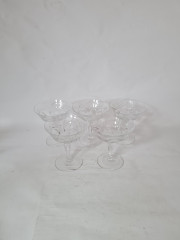 Бокалы для шампанского винтажные Im Stil Walther Glas с узором, стекло, 12 см, 5 шт., Германия, 1960-70гг.