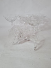 Бокалы для шампанского винтажные Im Stil Walther Glas с узором, стекло, 12 см, 5 шт., Германия, 1960-70гг.