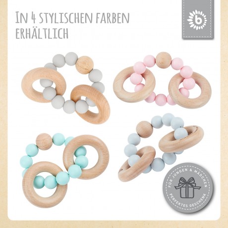 bieco Greifling Holz Natur mit Silikon Kugeln Baby Beissring Greifring Zahnen Beissringe Игрушка-захват из натурального дерева с силиконовыми шариками детский прорезыватель для зубов прорезыватель для зубов прорезыватель для зубов