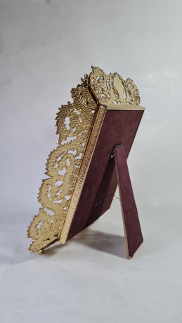 Картина винтажная Litho U.S.A. / Vincent "Портрет дамы", золотистая кружевная рамка, 35 x 31 x 5 см, Германия, 1970-1980гг.