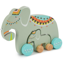 bieco Nachziehspielzeug Holz Elefant Kinder Nachziehtier Holzspielzeug ab 1J. Ziehtier Nachziehspielzeug Мягкая игрушка деревянный слон Детская развивающая игрушка от 1 года. Потяните за игрушку