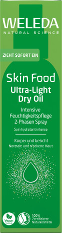 WELEDA Skin Food Ultra-Light Dry Oil, 100 ml, Ультралёгкое двухфазное сухое масло-спрей Skin Food для лица и тела, 100 мл
