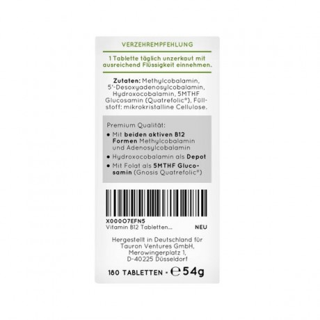 Nature Love Vitamin B12 Tabletten Витамин В12 для нормальной функции нервной системы, 180 табл.