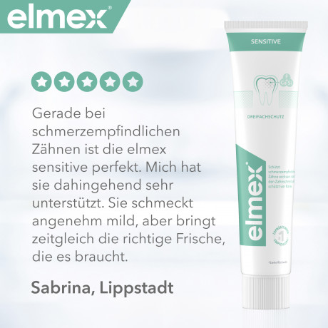 elmex Sensitive Zahnpasta, 75 ml, Зубная паста Sensitive для чувствительных зубов с фторидом, 75 мл