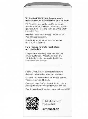 Simplicol Expert Mitternacht-Schwarz, Краска для ткани чёрная, интенсивное перекрашивание, для стиральной машины 40C, 150 г