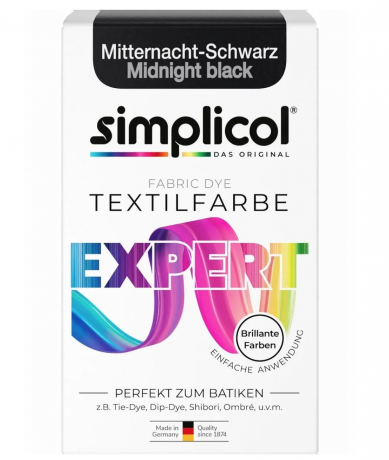 Simplicol Expert Mitternacht-Schwarz, Краска для ткани чёрная, интенсивное перекрашивание, для стиральной машины 40C, 150 г