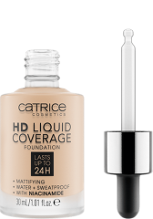 Catrice Make-up HD Liquid Coverage Foundation, Катрис Тональный крем для лица 24 часа, 010 Light Beige, 30 мл