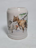 Немецкая пивная кружка винтажная Sb / F.Reimann "Лиса с добычей", керамика, 0.4 л, 13 см, Германия, 1970-80гг.