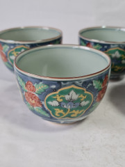 Набор чаш винтажных в традиционном японском стиле, 5 шт., фарфор, 8 см, Япония, 1970-80гг.