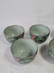 Набор чаш винтажных в традиционном японском стиле, 5 шт., фарфор, 8 см, Япония, 1970-80гг.