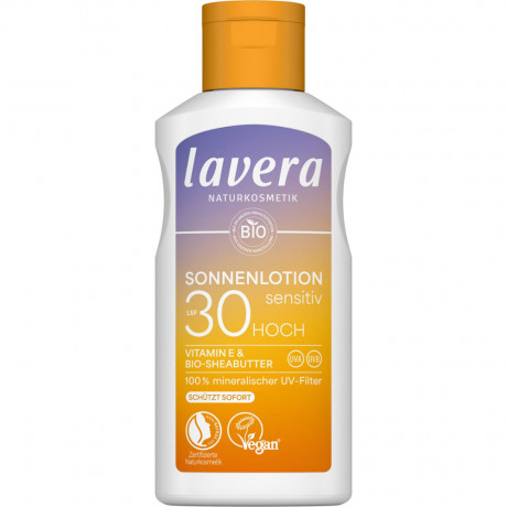 LAVERA Sonnenlotion Sensitiv LSF 30, 100 ml, Лавера Солнцезащитное средство SPF 30 для защиты от солнца, витамин E и био-масло ши, 100 мл