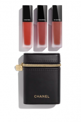 CHANEL SET  Rouge Allure Liquid Velvet, НАБОР из 3ех жидких помад в черной сумочке с зеркалом, ультрастойкая до 12 часов, ограниченная серия, Коллекция осень/зима 2024, 3шт х 6мл 