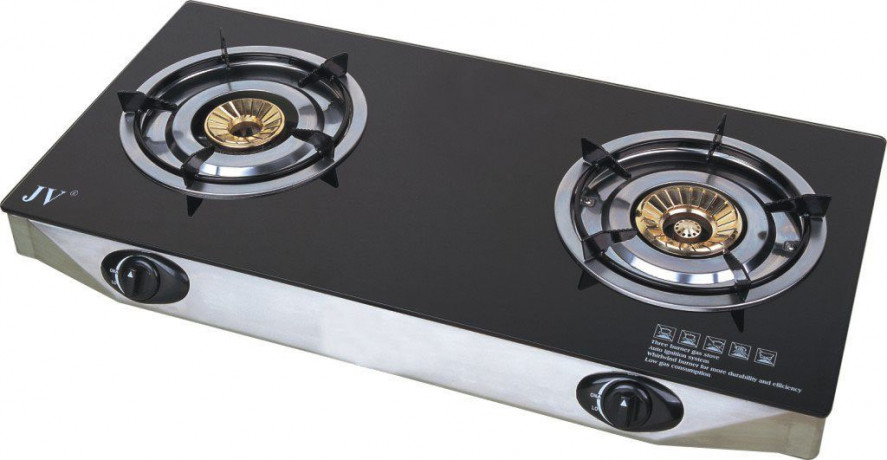 Samp;E SE Gaskocher, Edelstahl Gaskocher 2-flammig mit Zundsicherung, 30 50 mbar, Durch den Turboeffekt wird die Verwirbelung von Gas und Sauerstoff verstarkt  Газовая плита SE, газовая плита из нержавеющей стали, 2 пламени с запальным предохранителем, 30