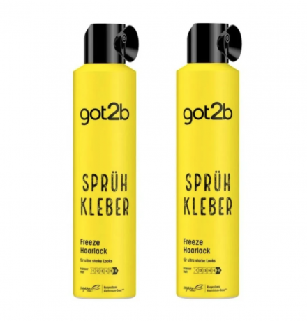 got2b Haarspray Sprühkleber Got2b 2stk x 300ml, Лак для волос ультрасильной фиксации, 2 шт х 300 мл, фиксация до 72 часов, без склеивания и пересушивания, стойкий эффект до следующего мытья