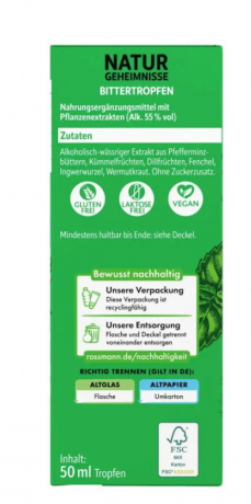 Altapharma Bitter Tropfen 50ml, "Горькие капли" - травяной элексир для нормализации работы жедудочно-кишечного тракта, 50мл