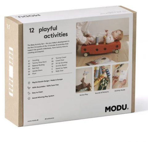  MODU Baby Activity Set for 0-1 jahre, Мягкий развивающий конструктор сенсорная игрушка для детей 0-1 год, 12 игровых активностей, безопасный EPP, оранжевый/зелёный