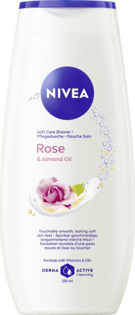 NIVEA Pflegedusche Rose & Almond Oil, 250 ml, Нивеа Крем гель для душа с миндальным маслом, аромат розы, витамины C и E, 250 мл