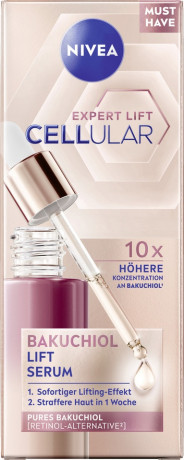 NIVEA Cellular Expert Lift Bakuchiol Lift Serum, 30 ml, Нивеа Сыворотка для лица, бакучиол и гиалурон, подтяжка и разглаживание морщин, 30 мл