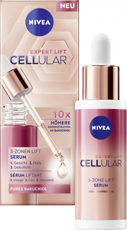 NIVEA Cellular Expert Lift Bakuchiol Lift Serum, 30 ml, Нивеа Сыворотка для лица, бакучиол и гиалурон, подтяжка и разглаживание морщин, 30 мл