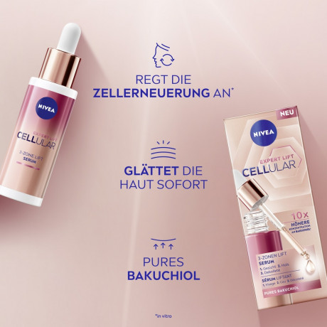 NIVEA Cellular Expert Lift Bakuchiol Lift Serum, 30 ml, Нивеа Сыворотка для лица, бакучиол и гиалурон, подтяжка и разглаживание морщин, 30 мл