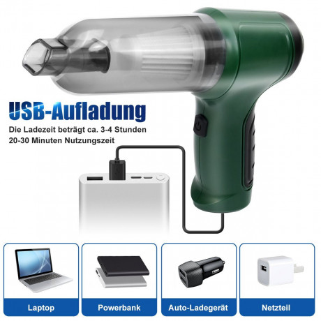 7Magic 7Magic Akku-Handstaubsauger 9000PA akkustaubsauger mit wiederaufladbarer 4000mAh Batterie, 120 W, beutellos, Starke Motor mit Waschbarer Filter fur Zuhause Tierhaare Auto Grun Беспроводной ручной пылесос 7Magic Беспроводной пылесос 9000PA с перезар