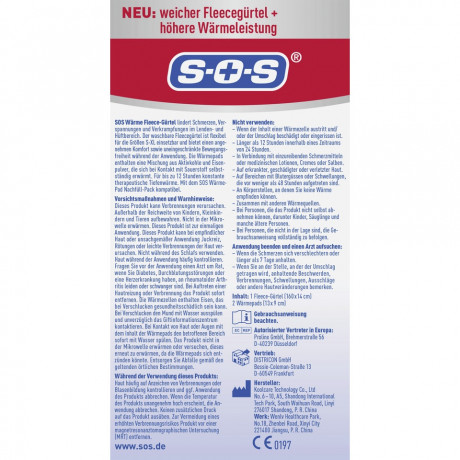 SOS Warme Fleece-Gurtel, 2 Stuck, SOS Согревающий флисовый пояс, многоразовый, с 2 согревающими подушечками, при болях в пояснице, 2 шт.