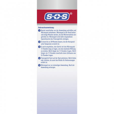 SOS Warme Fleece-Gurtel, 2 Stuck, SOS Согревающий флисовый пояс, многоразовый, с 2 согревающими подушечками, при болях в пояснице, 2 шт.