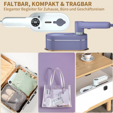 EUARY EUARY Reise-Dampfbugeleisen Reise Bugeleisen Mini Kabellos Dampfbugeleisen Klein 1200W 120ML, LED Display 20s Quick Heating Iron Steamer fur Zuhause und Unterwegs Grau Дорожный паровой утюг EUARY Дорожный утюг Мини-беспроводной паровой утюг Маленьки