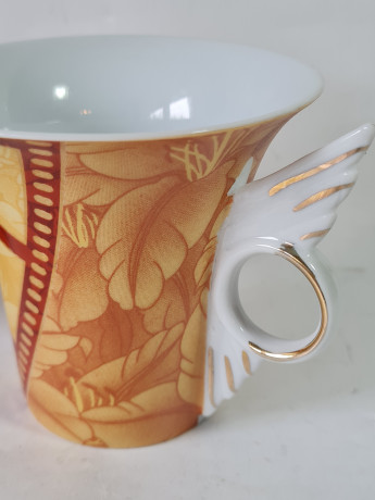 Чашки винтажные Cinar, оранжево-красный фарфор "Осенние листья", 2 шт х 11 x 8,5 см, Германия, 1960-70гг.