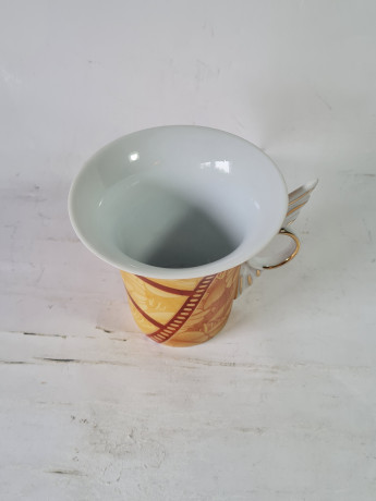 Чашки винтажные Cinar, оранжево-красный фарфор "Осенние листья", 2 шт х 11 x 8,5 см, Германия, 1960-70гг.