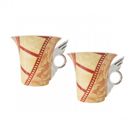 Чашки винтажные Cinar, оранжево-красный фарфор "Осенние листья", 2 шт х 11 x 8,5 см, Германия, 1960-70гг.