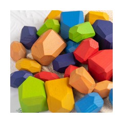 TOPMELON Blocke 22 bunte Regenbogen-Stapelblocke aus Holz Соберите 22 разноцветных деревянных радужных блока для укладки.