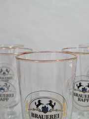 Бокалы пивные винтажные Brauerei Rapp, стекло, 5 шт. 18.5 см, 0.4 л., Германия, 1960-70гг.