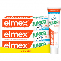 elmex Junior Zahnpasta 6-12 Jahre 3x 75 ml Vorteilspack, Детская зубная паста Junior для защиты постоянных зубов, 6–12 лет, 3 × 75 мл