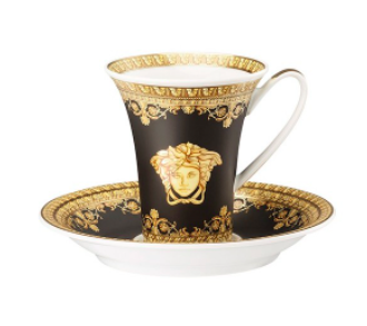 Rosenthal Versace I love Baroque - Nero Espresso-/Mokkatasse 0,09 L mit Untertasse 2-tlg., Розенталь Версачи Фарфоровая Чашка для эспрессо/мокко 90мл с блюдцем серии "Я люблю барокко" в черном