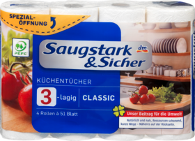 Saugstark&Sicher Кухонное полотенцае 3-lagig, 4x51 Blatt, 204 листов