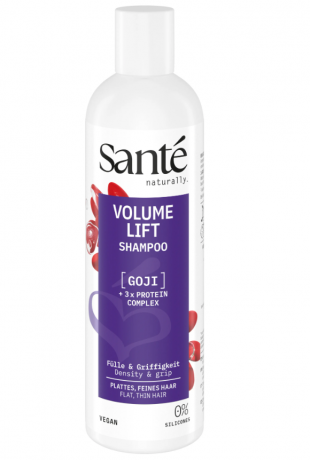 SANTE VOLUME LIFT Shampoo, Шампунь для дополнительного объема тонких волос, с органическими ягодами годжи и тройным протеиновым комплексом, 250мл