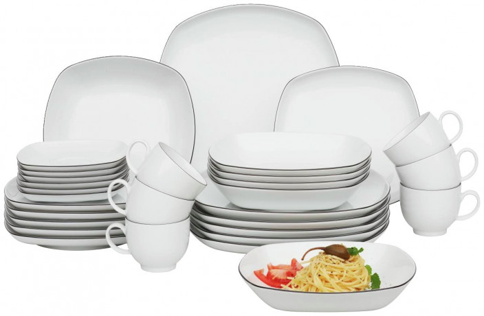 Seltmann Weiden Seltmann Weiden Kombiservice Lido Black Line 30-tlg. eckig Weiss Комбинированный сервиз Seltmann Weiden Lido Black Line 30 шт. квадрат