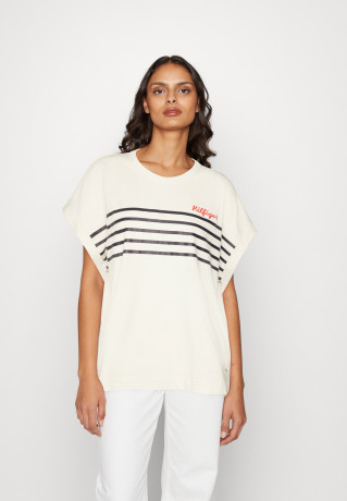 Tommy Hilfiger STRIPE Print T-shirt breton white/desert sky ПОЛОСКА Футболка с принтом бретонский белый/небо пустыни