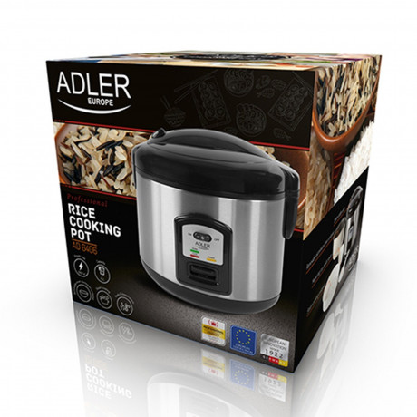 Adler Adler Reiskocher AD 6406, 1,5 Liter, Warmhaltefunktion, Reisloffel, Messbecher, silber  Рисоварка Adler AD 6406, 1,5 литра, функция поддержания тепла, ложка для риса, мерный стакан, серебро