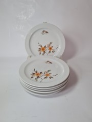 COLDITZ Набор тарелок с оранжево-коричневым цветочным декором, 5 штук, 19см, Германия, 1950-60гг.