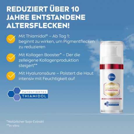 NIVEA Cellular Luminous 630 Anti-Pigmentflecken Altersflecken Serum, 30 ml, Нивеа Сыворотка для лица, Luminous630 и коллаген, против пигментных и возрастных пятен, 30 мл