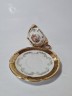 Veritable Porcelaine Чайная пара с обильной позолотой "Песня для любимой", чашка 8.5см x 4см, блюдце 10см, Италия, 1960-70гг.