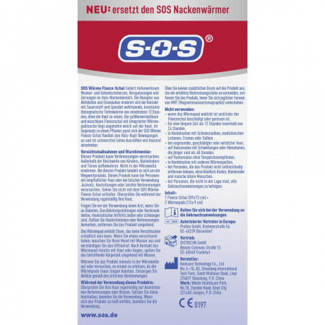 SOS Warme Fleece-Schal, 1 Stuck, SOS Согревающий флисовый шарф, многоразовый, с согревающей подушечкой, при болях в шее и плечах, 1 шт.