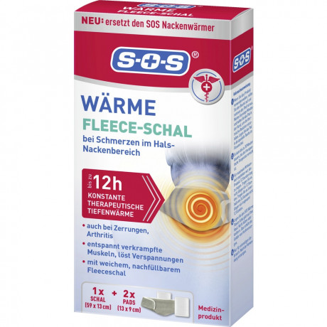 SOS Warme Fleece-Schal, 1 Stuck, SOS Согревающий флисовый шарф, многоразовый, с согревающей подушечкой, при болях в шее и плечах, 1 шт.