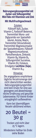 Doppelherz System Multivitamin Mini Tabs Family Immun, 20 Beutel, Мультивитаминный комплекс с витамином С и цинком для детей с 4-х лет и взрослых, с фруктовым вкусом, 20 пакетиков стиков 