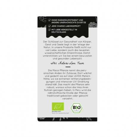 Nature Love Bio Maca (schwarz) Kapseln Капсулы с Маком и Витамином С, 180 шт.