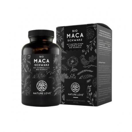 Nature Love Bio Maca (schwarz) Kapseln Капсулы с Маком и Витамином С, 180 шт.