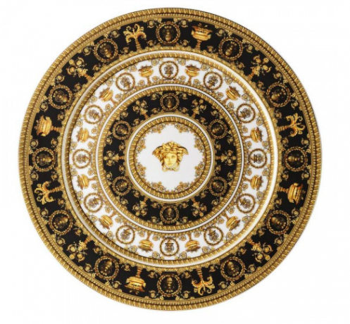 Rosenthal Versace I love Baroque Platzteller 33 cm, Розенталь Версачи Фарфоровое блюдо серии "Я люблю барокко" в черном 33 см, 1шт